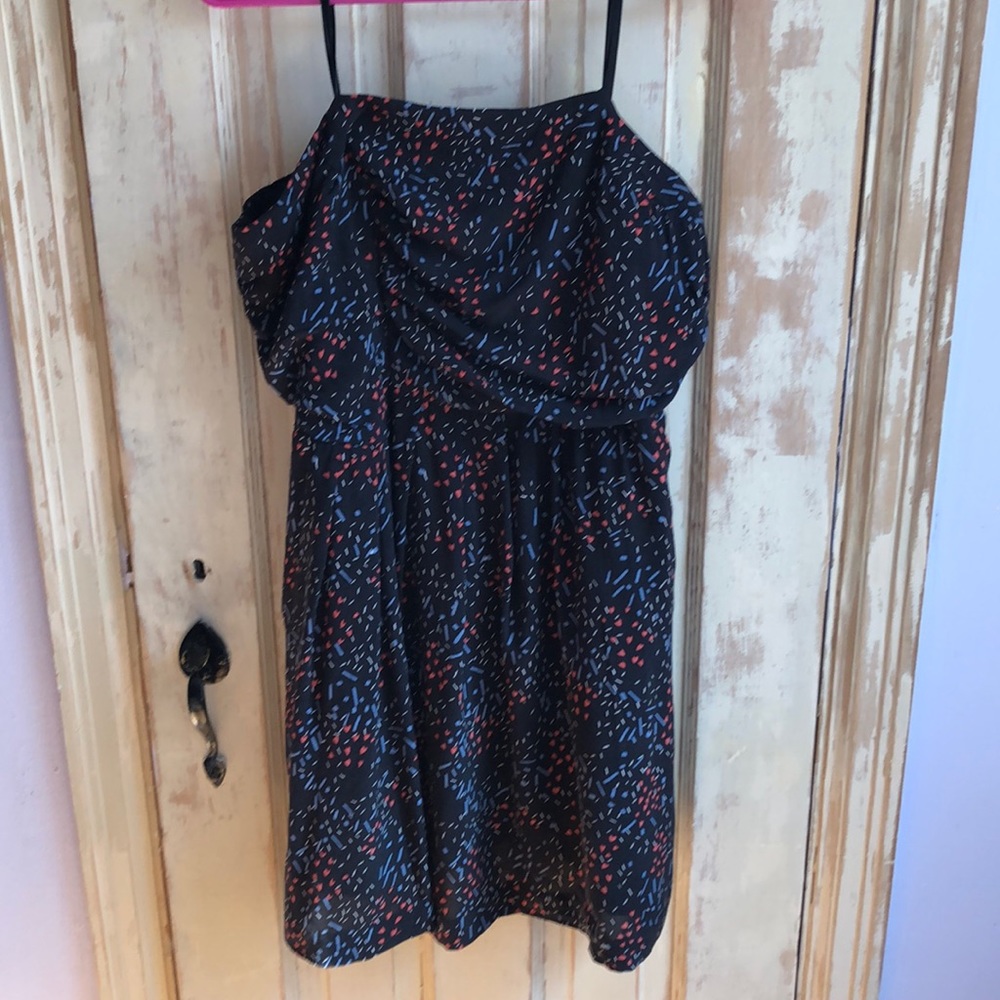 Bcbgeneration black floral strapless dress Sz 12